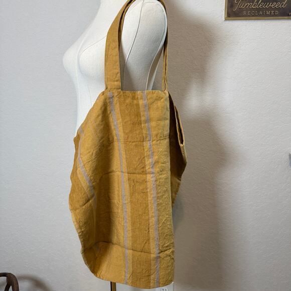 Women's Linen Tales Amber Striped 100% Linen Big Bag Tote Carryall NEW - Picture 10 of 11